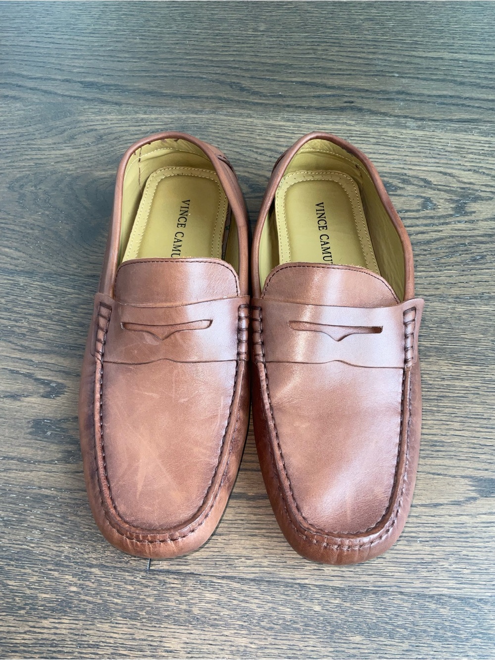 Vince Camuto Tan Leather Penny Loafers